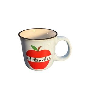 Dayna Lee Eccolo 2022 "#1 teacher" 16oz Coffee Mug Eccolo Blue With Red Apple